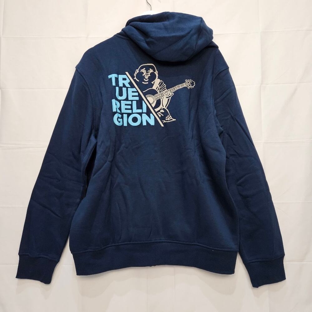 True Religion Sweatshirt Dress Blue Zip Up Hoodie Large